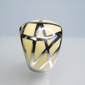 Edelstahlring Mosaik creme W 17
