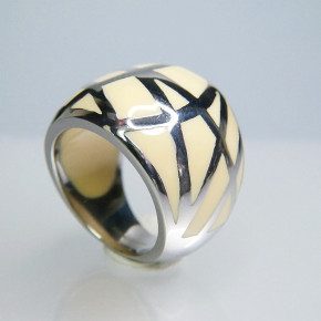 Edelstahlring Mosaik creme W 17