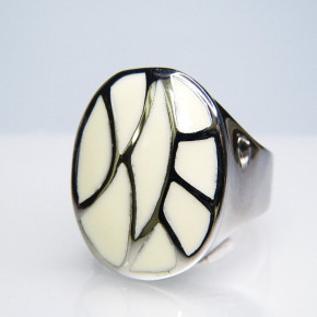 Edelstahlring Mosaik hell W 19