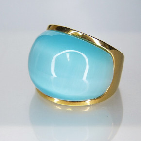 Edelstahlring vergoldet "türkis" Größe 56 (Ø ca. 17,8 mm)