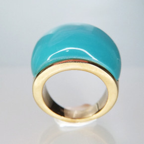 Edelstahlring vergoldet "türkis" Größe 56 (Ø ca. 17,8 mm)