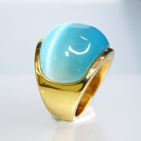 Edelstahlring vergoldet "türkis" Größe 56 (Ø ca. 17,8 mm)