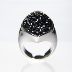 Edelstahlring mit schwarzen Steinen Größe 55 (Ø ca. 17,5 mm)