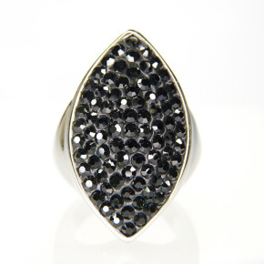 Edelstahlring mit schwarzen Steinen Größe 55 (Ø ca. 17,5 mm)