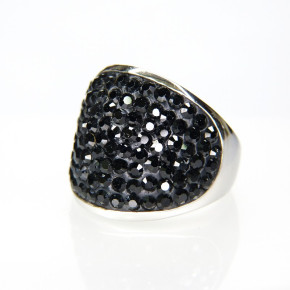 Edelstahlring mit schwarzen Steinen W 19,1