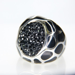 Edelstahlring mit schwarzen Steinen W 17,8