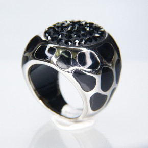Edelstahlring mit schwarzen Steinen W 17,8