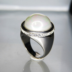 Edelstahlring mit "Perle" Größe 54 (Ø ca. 17,2 mm)