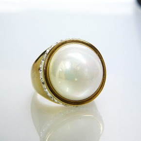 Edelstahlring vergoldet mit "Perle" Größe 54 (Ø ca. 17,2 mm)