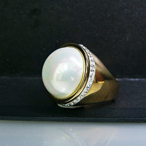 Edelstahlring vergoldet mit "Perle" Größe 54 (Ø ca. 17,2 mm)