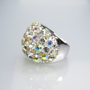 Edelstahlring mit Swarovskisteinen "weiß" W 17,2