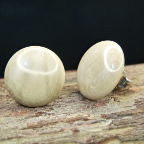 Bouton-Ohrstecker aus gräulichem Mammut ca. 18mm