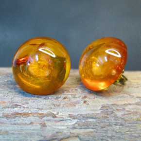 große Bernstein-Ohrstecker ca. 20mm