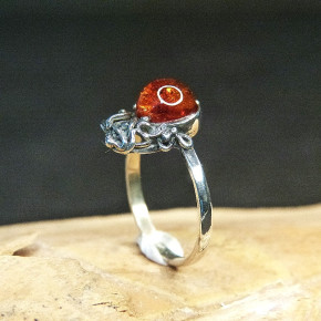 Silberring mit Bernstein Größe 54 (Ø ca. 17,2 mm)