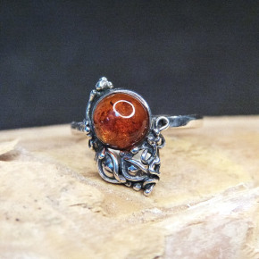 Silberring mit Bernstein Größe 54 (Ø ca. 17,2 mm)