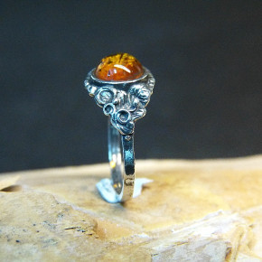 Silberring mit Bernstein Größe 54 (Ø ca. 17,2 mm)
