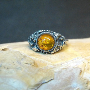 Silberring mit Bernstein Größe 54 (Ø ca. 17,2 mm)