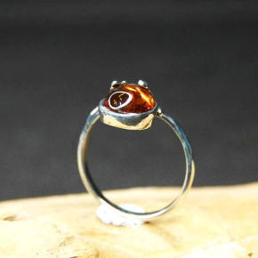 zarter Silberring mit Bernstein Größe 51 (Ø ca. 16,3 mm)