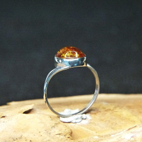 Silberring mit Bernstein Größe 55 (Ø ca. 17,5 mm)