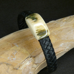 Flechtleder-Armband mit toller Mammutrinde