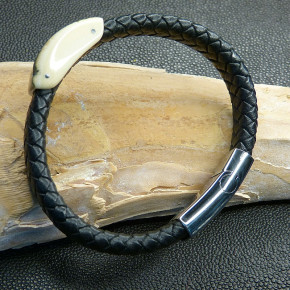 Flechtleder-Armband mit toller Mammutrinde