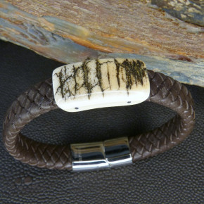 Flechtlederarmband mit Mammutrinde