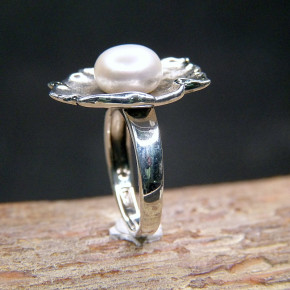 Silberring mit Perle W55/56