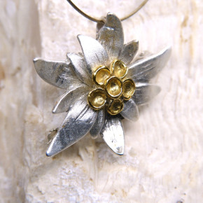 Brosche/Anhänger Edelweiß aus Silber