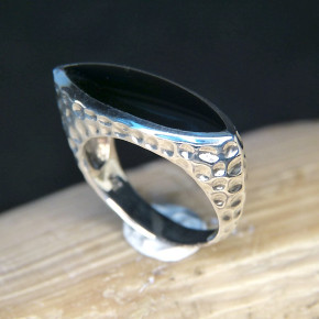 Silberring quer mit Onyx Größe 58 (Ø ca. 18,5 mm)