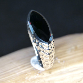 Silberring quer mit Onyx Größe 58 (Ø ca. 18,5 mm)