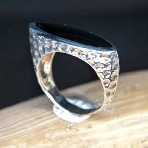 Silberring quer mit Onyx Größe 58 (Ø ca. 18,5 mm)