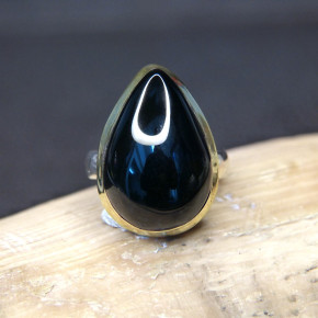Silberring teilvergoldet mit Onyx W17,5