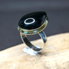 Silberring teilvergoldet mit Onyx W17,5