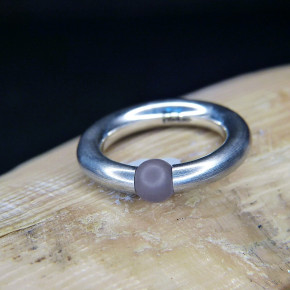 Silberring mattiert mit Rosenquarz, Marke "Bernd Wolf" W17,2