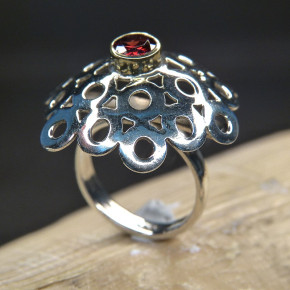 Silberring mit Granat oder Amethyst