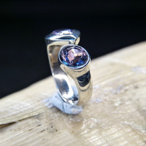 Silberring mit Onyx oder Amethyst Größe 54 (Ø ca. 17,2 mm) / Amethyst