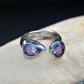 Silberring mit Onyx oder Amethyst Größe 54 (Ø ca. 17,2 mm) / Amethyst