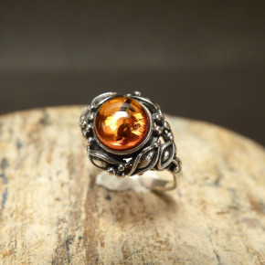 Silberring mit Bernstein Größe 55 (Ø ca. 17,5 mm)