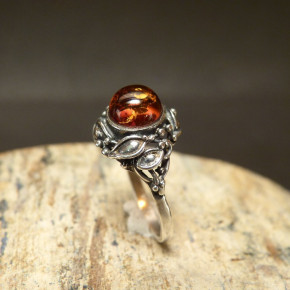 Silberring mit Bernstein Größe 55 (Ø ca. 17,5 mm)